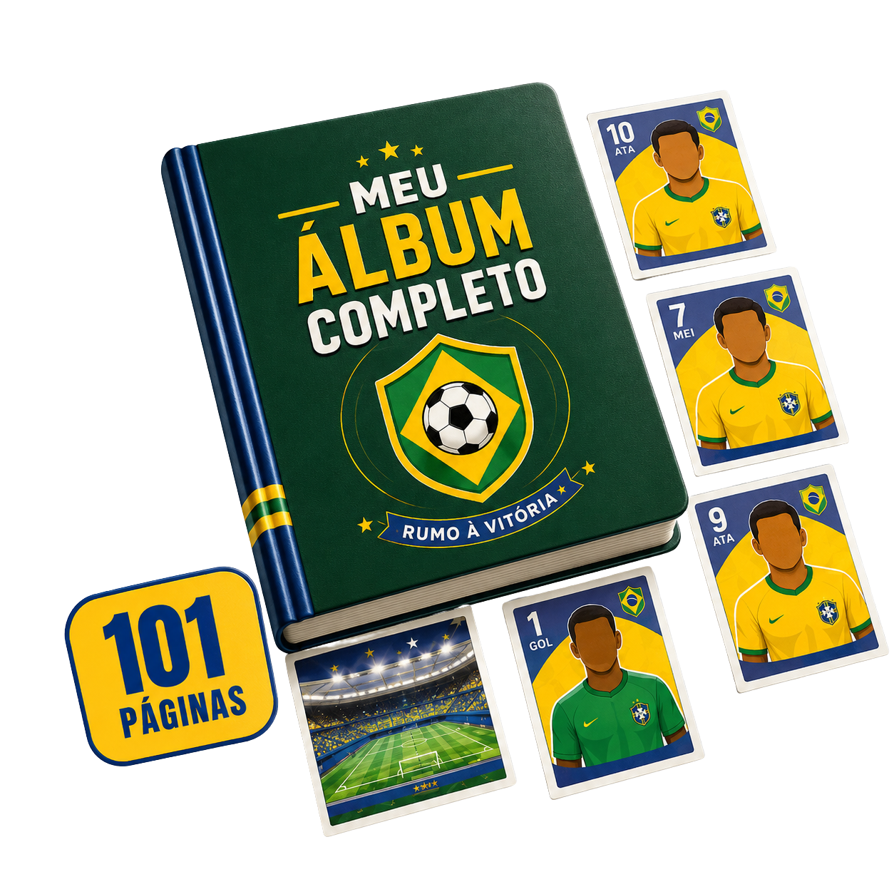 Capa do PDF de figurinhas da seleção brasileira para imprimir e completar o álbum da Copa 2026